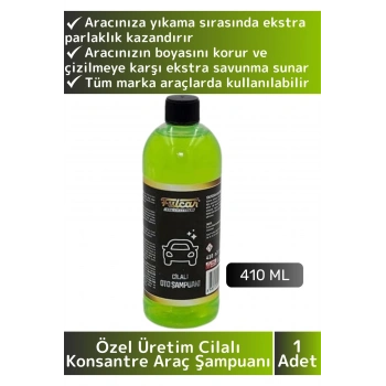 Premium Yüksek Kaliteli Koruyucu Etkili Parlak Görünüm Otomobil Cilalı Konsantre Araç Şampuanı 410ML