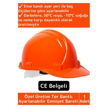 Özel Uzun Ömürlü CE Belgeli Ter Bantlı Ayarlanabilir İnşaat İş Güvenliği Emniyet Bareti Turuncu