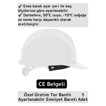 CE Belgeli Ter Bantlı Ayarlanabilir İnşaat İş Güvenliği Emniyet Bareti Beyaz