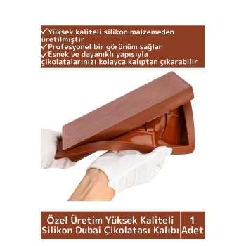 Özel Üretim Kaliteli Yüksek Isıya Dayanıklı Esnek Silikon Dubai Çikolatası Kalıbı 1 Adet