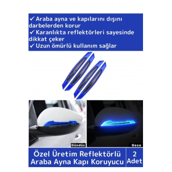 Özel Üretim Yüksek Kaliteli Oto Araç Otomobil Ayna Kapı Koruyucu Reflektörlü Şerit 2 Adet