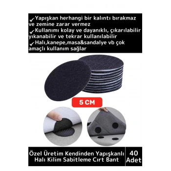 Özel Kendinden Yapışkanlı Yıkanabilir Tekrar Kullanılabilir Halı Kilim Kaydırmaz Cırt Bant 40 Adet