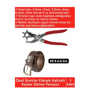 Özel Üretim Yüksek Kaliteli Delik Uç Açıcı Ayarlanabilir 6 Farklı Uçlu Metal Kemer Delme Pensesi