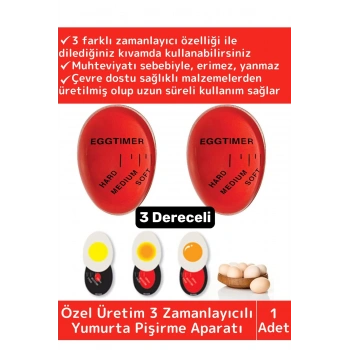 Özel Yüksek Kaliteli Yanmaz Erimez 3 Farklı Zamanlayıcılı Yumurta Pişirme Derecesi Aparatı Egg Timer