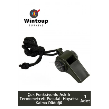 Çok Fonksiyonlu Kamp İzci Eğitim Deprem Termemotreli Pusulalı İpli Yüksek Sesli Hayatta Kalma Düdüğü