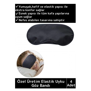 Özel Üretim Elastik Unisex Işık Önleyici Kamp Ev Yurt Uyku Maskesi Uyku Göz Bandı 4 Adet