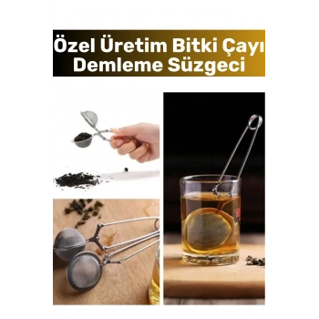 Premium Yüksek Kaliteli Ergonomik Çelik İnce Delikli Geniş Kulplu Bitki Çayı Demleme Süzgeci