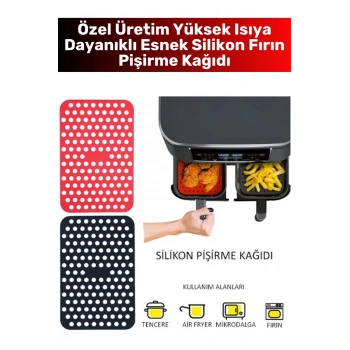 Özel BPA Free Isıya Dayanıklı Kolay Temizlenir Airfryer Fırın Esnek Silikon Pişirme Kağıdı 4 Adet