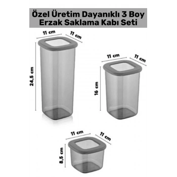 Özel Üretim Sağlıklı Dayanıklı Malzeme Tat Koku Geçirmez Esnek 3 Boy Gıda Erzak Saklama Kabı Seti