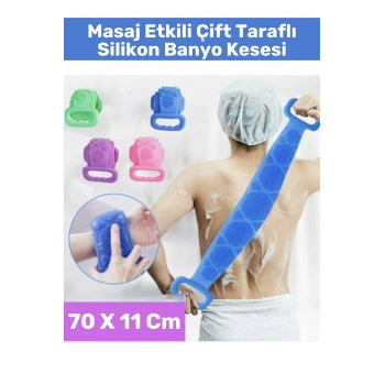 Premium Seri Yüksek Kaliteli Ergonomik Tutma Saplı Masaj Etkili Çift Taraflı Silikon Banyo Kesesi
