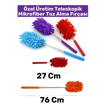 Özel Yüksek Kaliteli Kompakt Uzayabilen Teleskopik Mutfak Banyo Temizlik Mikrofiber Toz Alma Fırçası