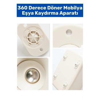 Yüksek Kaliteli Montajsız Sessiz Çalışır 360 Derece Döner Mobilya Eşya Kaydırma Taşıma Aparatı 4lü