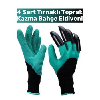 Özel Üretim Kauçuk ABS Plastik Delinmeye Dirençli 4 Sert Tırnaklı Kazma Dikme Kazıma Bahçe Eldiveni