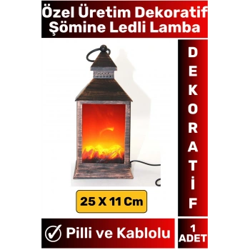 Özel Gerçekçi Ateş Görünümlü Ev Ofis Kullanım Dekoratif Hediyelik Pilli Kablolu Şömine Ledli Lamba