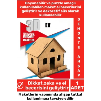 Özel 3D Görsel Zeka Geliştirici Boyanabilir Çocuk Yetişkin Puzzle Dekoratif Demonte Ahşap Oyun Maket