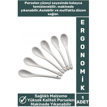Özel Dayanıklı Sağlıklı Malzeme Ergonomik Kolay Temizlenir Asılabilir Porselen Baharat Kaşığı 1 Adet