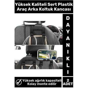 Premium Sert Plastik Yüksek Ağırlığa Dayanıklı Çanta Takım Elbise Araç Arka Koltuk Kancası 2 Adet