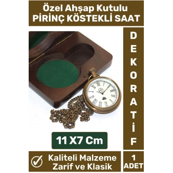 Özel Seri Ahşap Kutulu Klasik Vintage Dekoratif Erkek Arkadaşa Hediyelik Pirinç Köstekli Saat