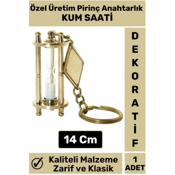 Premium Yüksek Kaliteli Dayanıklı Dekoratif Şık Hediyelik Nostaljik Pirinç KUM SAATİ Anahtarlık