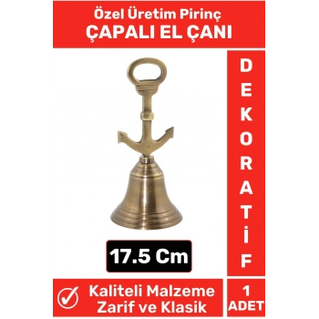 Premium Yüksek Kaliteli Özel Şık Dekoratif Hediyelik Biblo Denizcilik Tasarım Pirinç ÇAPALI EL ÇANI