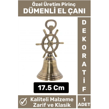 Premium Yüksek Kaliteli Özel Şık Dekoratif Hediyelik Biblo Denizcilik Tasarım Pirinç DÜMENLİ EL ÇANI
