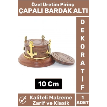 Premium Yüksek Kaliteli Şık Dekoratif Hediyelik Biblo Denizcilik Tasarım Pirinç ÇAPALI BARDAK ALTI