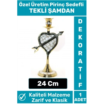 Özel Model Yüksek Kaliteli Dekoratif Şık Tasarım Hediyelik Biblo Mumluk Pirinç Sedefli TEKLİ ŞAMDAN