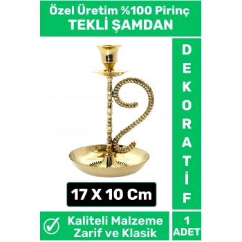 Premium Yüksek Kaliteli Dekoratif Şık Tasarım Hediyelik Biblo Mumluk %100 Pirinç TEKLİ ŞAMDAN