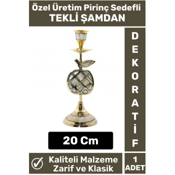 Premium Yüksek Kaliteli Dekoratif Şık Tasarım Hediyelik Biblo Mumluk Pirinç Sedefli TEKLİ ŞAMDAN