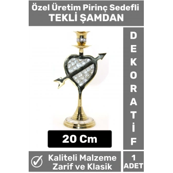 Özel Seri Yüksek Kaliteli Dekoratif Şık Tasarım Hediyelik Biblo Mumluk Pirinç Sedefli TEKLİ ŞAMDAN