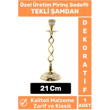 Yüksek Kaliteli Dayanıklı Dekoratif Şık Tasarım Hediyelik Biblo Mumluk Pirinç Sedefli TEKLİ ŞAMDAN