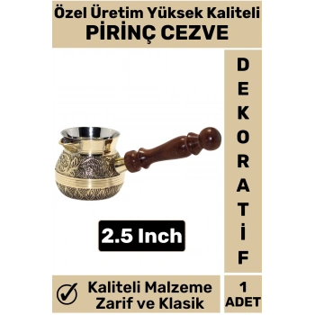 Yüksek Kaliteli Isı İletkenli Kolay Temizlenir Estetik Dekoratif Türk Kahvesi Pirinç Cezve 2.5 Inch