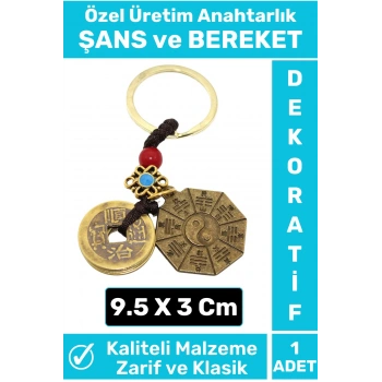 Özel Seri Yüksek Kaliteli Dayanıklı Dekoratif Şık Hediyelik ŞANS VE BEREKET Motifli Anahtarlık