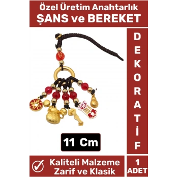Özel Model Yüksek Kaliteli Dayanıklı Dekoratif Şık Hediyelik ŞANS VE BEREKET Motifli Anahtarlık