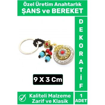 Özel Üretim Yüksek Kaliteli Dayanıklı Dekoratif Şık Hediyelik ŞANS VE BEREKET Motifli Anahtarlık