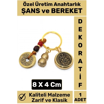 Özel Seri Yüksek Kaliteli Dayanıklı Dekoratif Şık Hediyelik ŞANS VE BEREKET Getiren Anahtarlık