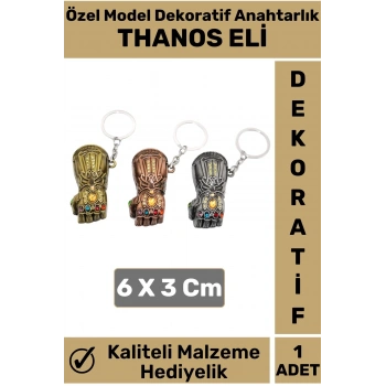 Özel Üretim Yüksek Kaliteli Dayanıklı Dekoratif Şık Hediyelik Marvel Figürü Anahtarlık THANOS ELİ