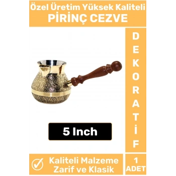 Özel Yüksek Kalite Isı İletkeni Kolay Temizlenir Estetik Dekoratif Türk Kahvesi Pirinç Cezve 5 Inch