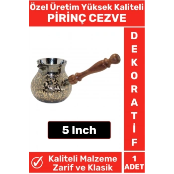Özel Yüksek Kalite Isı İletkeni Kolay Temizlenir Estetik Dekoratif Türk Kahvesi Pirinç Cezve 5 Inch