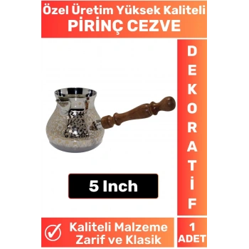Özel Yüksek Kalite Isı İletkeni Kolay Temizlenir Estetik Dekoratif Türk Kahvesi Pirinç Cezve 5 Inch