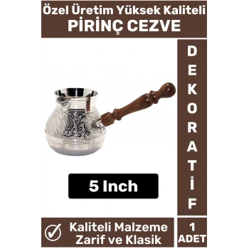 Özel Yüksek Kalite Isı İletkeni Kolay Temizlenir Estetik Dekoratif Türk Kahvesi Pirinç Cezve 5 Inch