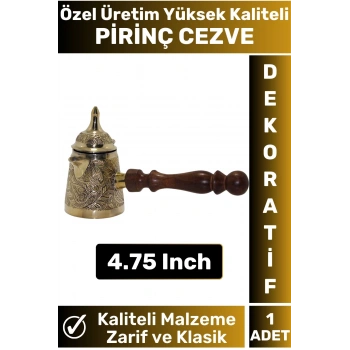 Yüksek Kaliteli Isı İletkenli Kolay Temizlenir Estetik Dekoratif Türk Kahvesi Pirinç Cezve 4.75 Inch