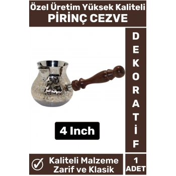 Özel Yüksek Kalite Isı İletkeni Kolay Temizlenir Estetik Dekoratif Türk Kahvesi Pirinç Cezve 4 Inch