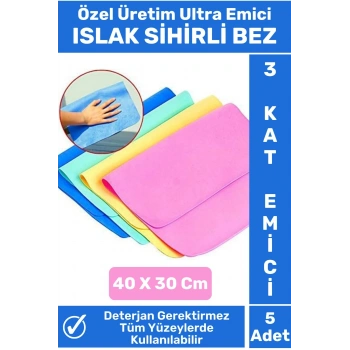 Özel Üretim Yüksek Kaliteli 3 Kat Emici Tüm Yüzeylerde Etkili Mutfak Banyo Islak Sihirli Bez 5 Adet