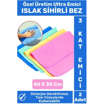 Özel Üretim Yüksek Kaliteli 3 Kat Emici Tüm Yüzeylerde Etkili Mutfak Banyo Islak Sihirli Bez 2 Adet