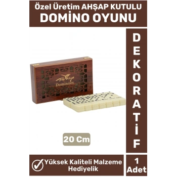 Premium Kompakt Yüksek Kaliteli Dekoratif Hediyelik Eğlenceli Masa Oyunu Ahşap Kutulu DOMİNO OYUNU