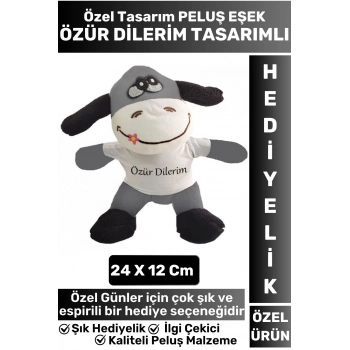 Özel Tasarım Erkek Kız Arkadaş Sevgili Sevgililer Günü Özel Gün ÖZÜR DİLERİM Tasarımlı PELUŞ EŞEK