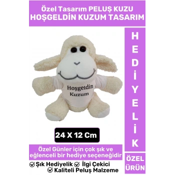 Özel Seri Doğum Sonrası Bebek Odası Sevgili İçin Eğlenceli HOŞGELDİN KUZUM Tasarımlı PELUŞ KUZU