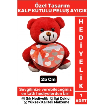 Özel Seri Kız Arkadaş Sevgiliye Hediyelik Sevgililer Günü Özel Gün KALP KUTULU Kırmızı PELUŞ AYICIK