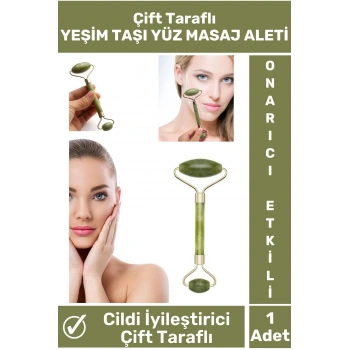 Özel Cilt Yenileyici Gençleştirici Çift Taraflı Şans Getiren YEŞİM TAŞI Jade Roller Yüz Masaj Aleti